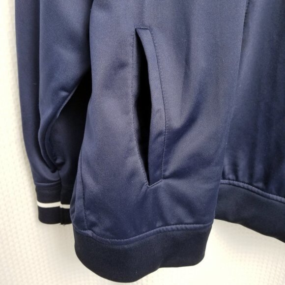 Athletic Works Windbreaker Jacket Full Zip Front Pockets White Piping Navy Large - Picture 6 of 9